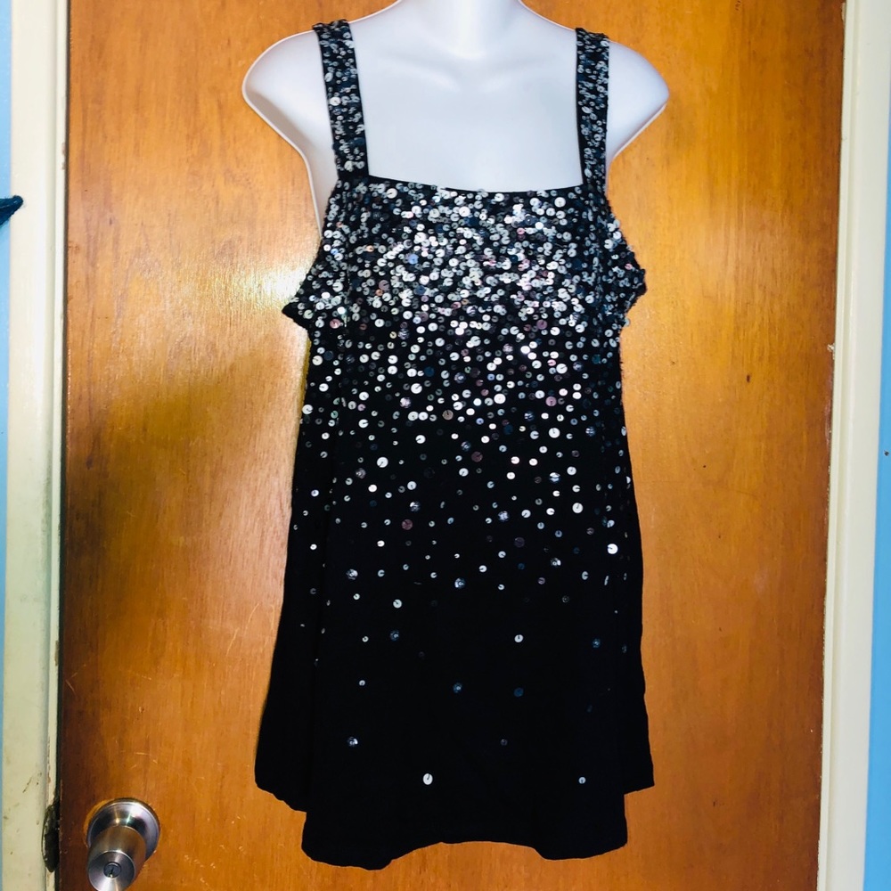 INC International Concepts (L) Black Sequin Tunic
